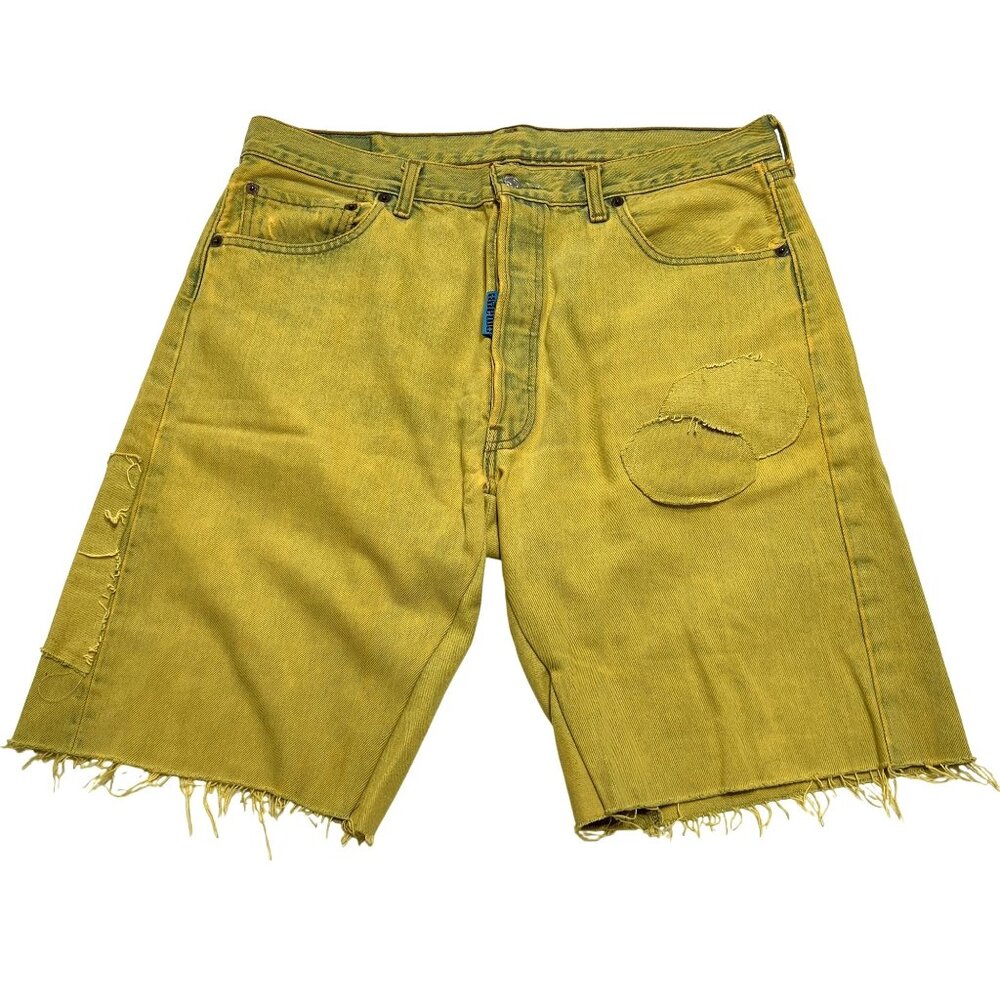 Image Reworked Cutoff Levi's Shorts in Yellow